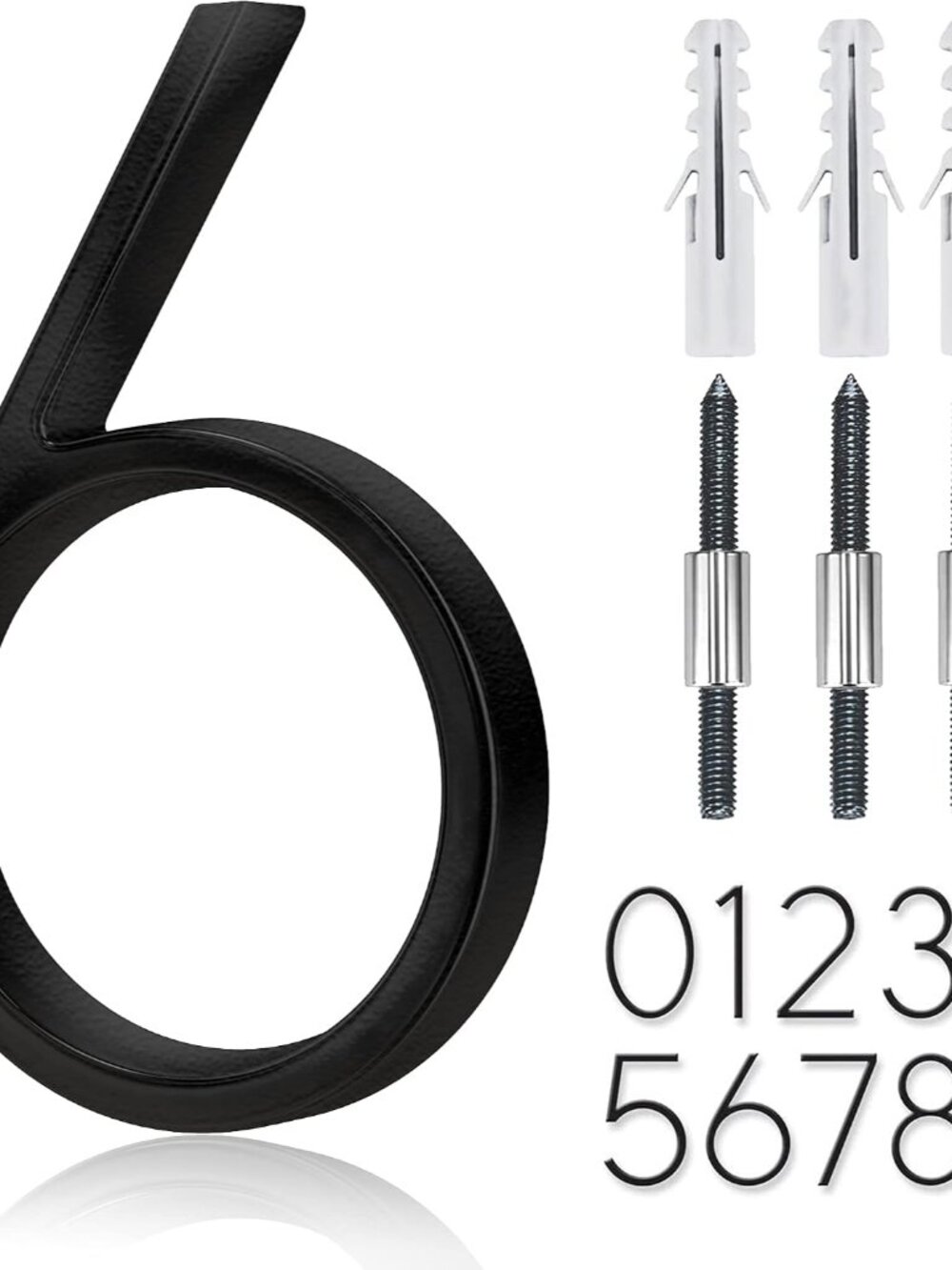 5" Stainless Steel Floating House Number, Metal Modern House Numbers 6